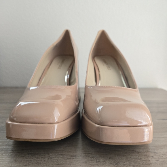 NWOB Kenneth Cole Bri Platform Pumps Chunky Block Heel Buff/Nude Size 10 - Picture 2 of 16
